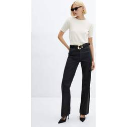 Mango Shiny effect straight jeans black Women Black