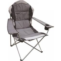 Deluxe Folding Camping Chair Grey Black Fishing Picnic Beach Garden Patio Seat