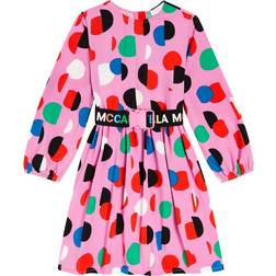 Stella McCartney Kid's Logo Tape Dot Print Dress - Pink Multicolour