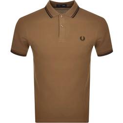 Fred Perry Twin Tipped Polo Shirt - Shaded Stone/Burnt Tobacco/Black