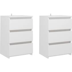 vidaXL Engineered Wood White Bedside Table 35x40cm 2pcs