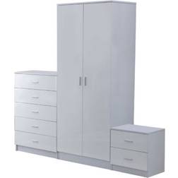 Homcom High Gloss 3 White Wardrobe 76x180cm 3pcs