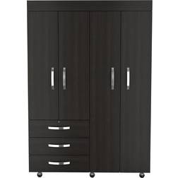 FM FURNITURE Janeiro Armoire Black Wardrobe 119.1x172.7cm