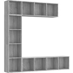 vidaXL Bookcase Gray Sonoma Oak Book Shelf 180cm