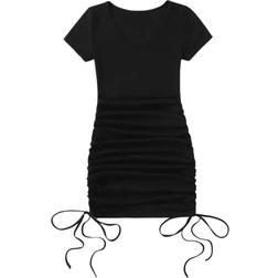 Shein V-neck Drawstring Ruched Side Dress