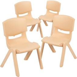 Emma + Oliver EMMA + OLIVER 4 Pack Natural Plastic Stack School Chair with Seat