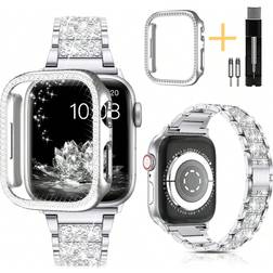 Shein Shiny Rhinestone Metal Watch Band with Case for Apple Watch 40/41/44/45mm