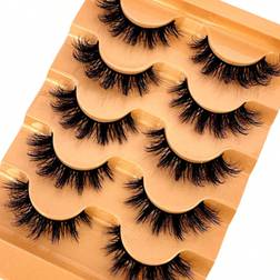 Shein 5 Pairs 5d Volume False Eyelashes, Fluffy Russian Big Curling Imitation Mink Hair Eyelashes