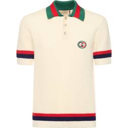 Gucci Web Stripe cotton polo sweater beige