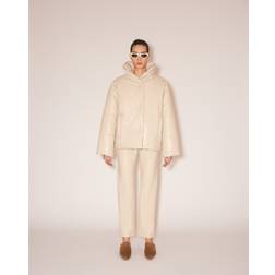 Nanushka Off-White Hide Vegan Leather Jacket CREME