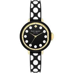 Kate Spade Row Dot Silicone Watch, Black One Size