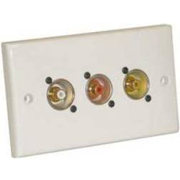 Eagle AV Twin Wall Plate With 3 x Phono Sockets NF2D