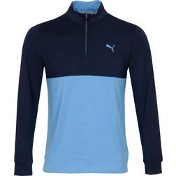 Puma Gamer Colourblock Quarter-Zip Men's Golf Pullover Top, Dark Blue