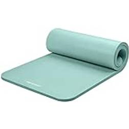 Retrospec Solana Yoga Mat 1" Thick w/Nylon Strap for Men & Women Non Slip Exercise Mat for Home Yoga, Pilates, Stretching, Floor & Fitness Workouts Lagoon