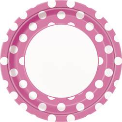 Unique Party Industries, Polka Dot Paper Plates, 8 Pieces Hot Pink