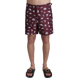 Dolce & Gabbana Maroon Hats Print Beachwear Shorts Swimwear IT4