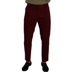 Dolce & Gabbana Dark Red Cotton Mens Chinos Trouser Dress Pants IT48