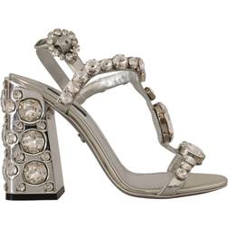 Dolce & Gabbana Silver Crystals Strap Buckle High Heel Sandals EU37/US6.5