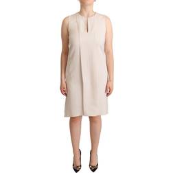 Peserico Peserico Beige Sleeveless Round Neck Knee Length Shift Dress IT42