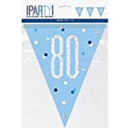 Unique Party Lyseblå flagbanner 80 år