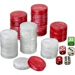 Philos 4107 Backgammon Spielsteine Würfel, groß rot/weiß 34 x 10mm, Kunststoff