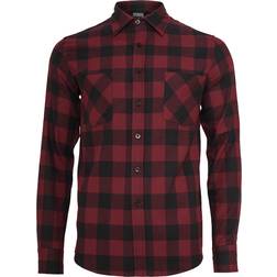 Urban Classics Flannelskjorte Checked Flannel Shirt till Herrer sort-burgundy