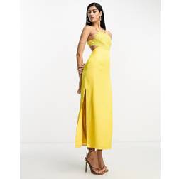 ASOS DESIGN Back Cutout Satin Maxi Dress - Yellow