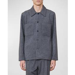 Officine Générale Men's Harrison Wool-Cashmere Chore Cardigan MID GREY