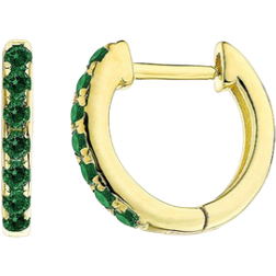 The Fine Collective Huggie Hoop Earrings - Gold/Green