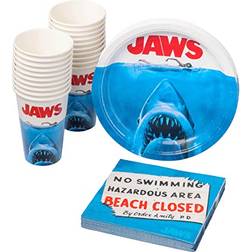 Silver Buffalo Jaws Paper Cups Plates and Napkins Party Pack Set 60 Count