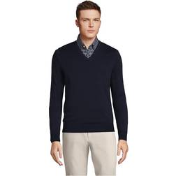 Lands' End Supima V-Neck Sweater Radiant Navy Regular