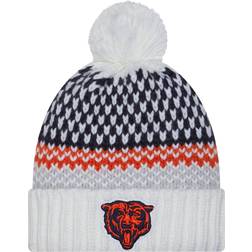 New Era Women's White Chicago Bears 2023 Sideline Cuffed Knit Hat with Pom