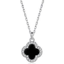 Sterling Silver Rhodium Plated Clover Necklace ERLN012
