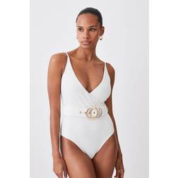 Karen Millen Wrap Front Belted Swimsuit