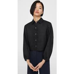 Theory Pleated Shirt in Relaxed Linen BLACK