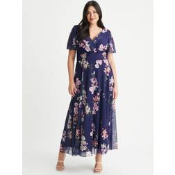 Scarlett & Jo Scarlett & Jo Isabelle Flower Maxi Dress, Blue/Multi