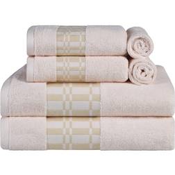 Superior Larissa Geometric Embroidered Jacquard Border Bath Towel White (35.6x25.4)