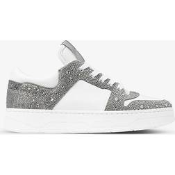 Jimmy Choo Womens X White/silver Florent Rhinestone-embellished Leather Low-top Trainers