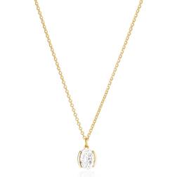 Sif Jakobs White Zirconia Ellisse Carezza Necklace SJ-N2353-CZ-YG