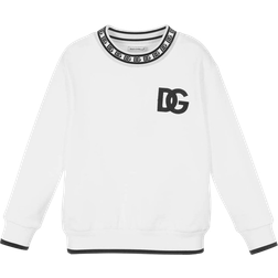 Dolce & Gabbana Jersey Round-Neck Sweatshirt with DG Logo Print - White
