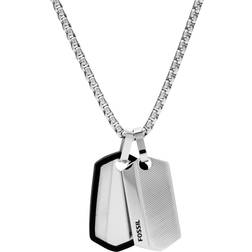 Fossil Chevron Dog Tag Necklace - Silver/Black