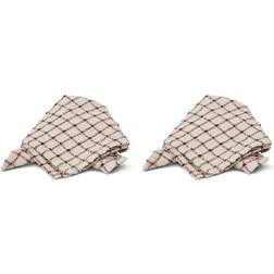 Boel & Jan Noor Red/Off White Cloth Napkin White, Red (40x40cm)