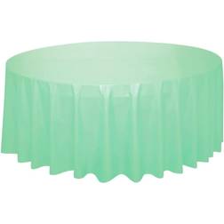 Unique Party Round Mint Plastic Tablecloth 84"