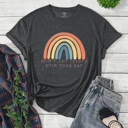 Shein Plus Rainbow & Slogan Graphic Tee