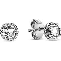 Pandora Sparkling Crown Stud Earrings - Silver/Transparent