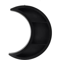 Gothic Homeware Crescent Moon Black Wall Shelf 37cm