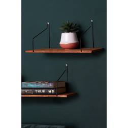 OHS Wire Floating Brown Wall Shelf 15.8cm 2pcs