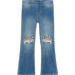 H&M Girl's Superstretch Flared Leg Jeans - Light Denim Blue/Gold/Pink Unicorns