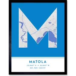 Wee Blue Coo Matola Mozambique City Map Blue Wall Decor 33.3x43.3cm