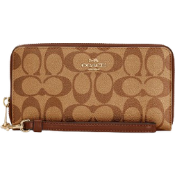 Coach Long Zip Around Wallet In Signature - Gold/Khaki Saddle 2